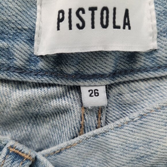 NEW PISTOLA Bobbie Crossover Cutoff Denim Short In Light Blue Size 26 - Picture 4 of 6